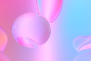 Beauty and fashion concept 3d rendering background. Pretty colored bubbles background. Fresh air and perspective space background. Abstract illustration.