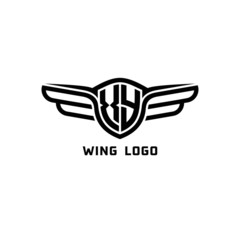 XY initial logo wings, abstract letters in the middle of black
