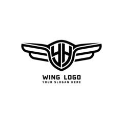 YH initial logo wings, abstract letters in the middle of black