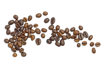 Coffee beans isolated on white background
