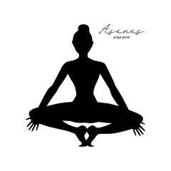 Yoga Pose - asanas - Black Icon Isolated on White Background