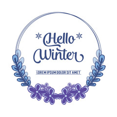 Perfect for greeting card hello winter, with pattern of elegant purple flower frame. Vector
