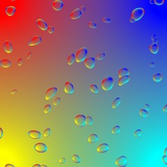 Shiny rain drops on vibrant colorful background.