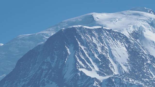 Amazing close up to the perennial glaciers of the Mont Blanc range on the French side. Ice and fresh snow. Wonderful landscape