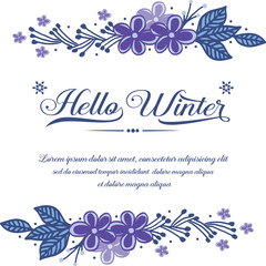 Pattern of nature purple flower frame, for ornate of various card hello winter. Vector