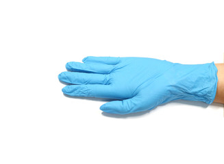 blue medical glove isolated on white background
