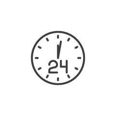 24 hours time line icon. linear style sign for mobile concept and web design. Clock 24 outline vector icon. Symbol, logo illustration. Vector graphics