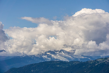 Bird view of the Whistler mountain in the morning from the top.