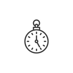 Pocket watch line icon. linear style sign for mobile concept and web design. Stopwatch chronometer outline vector icon. Symbol, logo illustration. Vector graphics