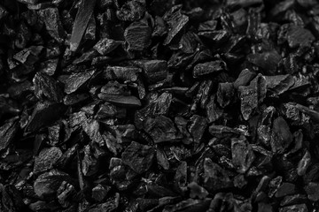 Natural black coals for background design. Industrial coals. Volcanic rock energy on earth.
