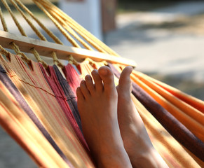 foot of a little girl in a hammock