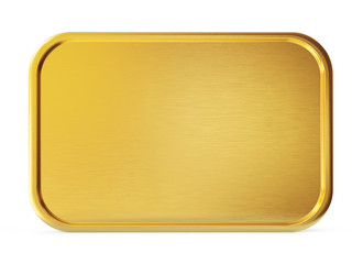 Empty golden plate isolated on a white background