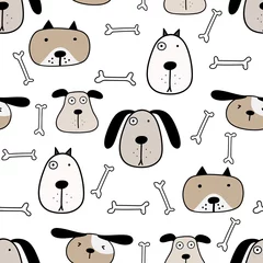 No drill light filtering roller blinds Dogs Cute dog seamless pattern background. Vector illustration.