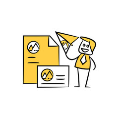 marketer and branding design document yellow stick figure design