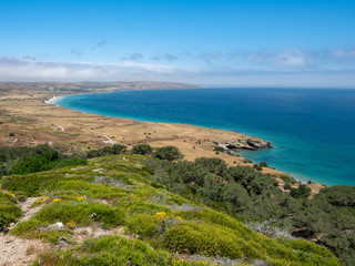 Torry Pines hike, near Ranch at Bechers Bay Pier on a sunny spring day, Santa Rosa Island, Channel Islands National Park, Ventura, California, USA