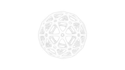 3d rendering of a complex shaped sphere ball isolated in white background