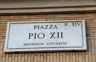 street name Piazza PIO XII in Rome Italy