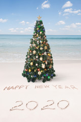 View of nice Christmas and  new year theme  tropical beach 