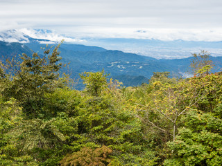Panoramic view of Japanese Southern Alps from the top of Mount Minobu - Yamanashi prefecture, Japan