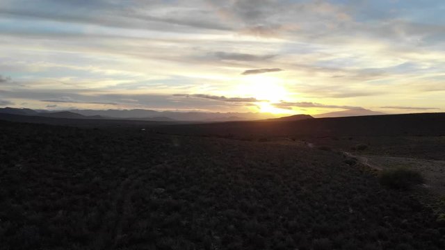 aerial view of sunset in Africa over the karroo desert