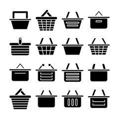 basket, shopping and purchase icons set