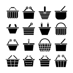 basket, shopping and purchase icons set