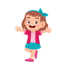 cute kid teen girl show facial expression