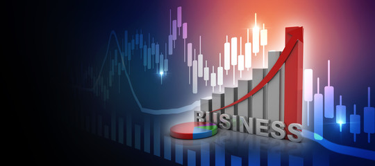 Naklejka premium 3d rendering Stock market online business concept. business Graph 