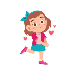 cute kid teen girl show facial expression