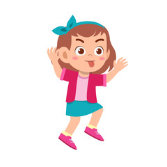 cute kid teen girl show facial expression