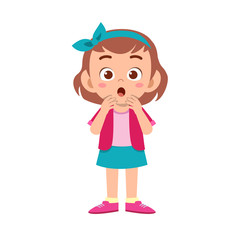cute kid teen girl show facial expression