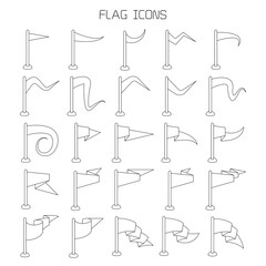 vector set of flag and pennant icons