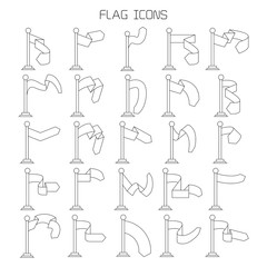 vector set of flag and pennant icons