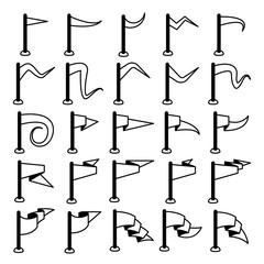 vector set of flag and pennant icons