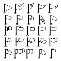 vector set of flag and pennant icons