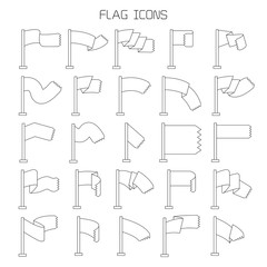 flag and pennant icons set line design