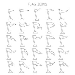 flag and pennant icons set line design