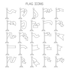 flag and pennant icons set line design