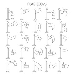 flag and pennant icons set line design