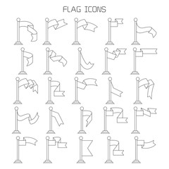 flag and pennant icons set line design