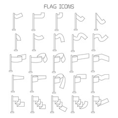 flag and pennant icons set line design