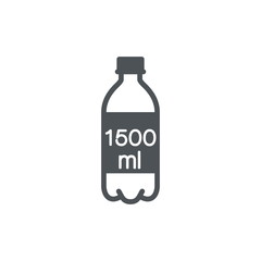 Liter l sign (mark) estimated volumes 1500 milliliters (ml) Vect