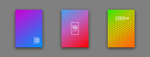 illustration of bright color abstract pattern background with line gradient texture for minimal dynamic cover design. Blue, pink, yellow, green placard poster template