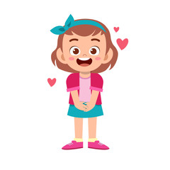 cute kid teen girl show facial expression