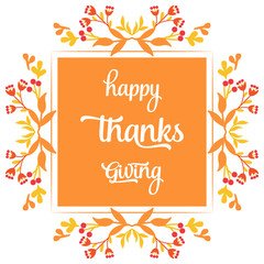 Template for banner of thanksgiving, with drawing of autumn leaves frame. Vector