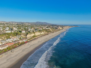 Fototapeta na wymiar Aerial view of San Clemente coastline town and beach