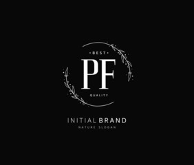 Fototapeta na wymiar P F PF Beauty vector initial logo, handwriting logo of initial signature, wedding, fashion, jewerly, boutique, floral and botanical with creative template for any company or business.