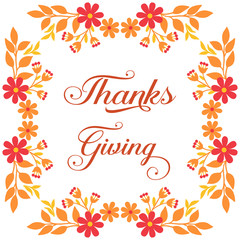 Template for design of card thanksgiving, with elegant autumn leaf flower frame. Vector