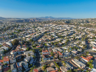 Fototapeta premium Aerial view of San Clemente coastline town