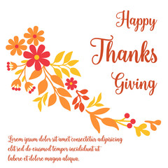 Pattern design of card thanksgiving, with art of beautiful autumn leaf flower frame. Vector